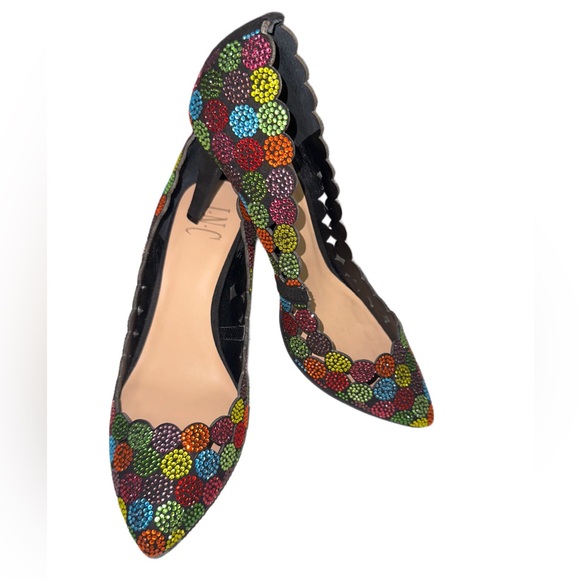 Black with multi colored rhinestones petite heels - Picture 9 of 11